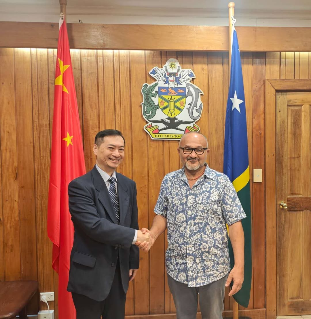 PRC Ambassador Cai Weiming and Solomon Islands PM Matthew Wale